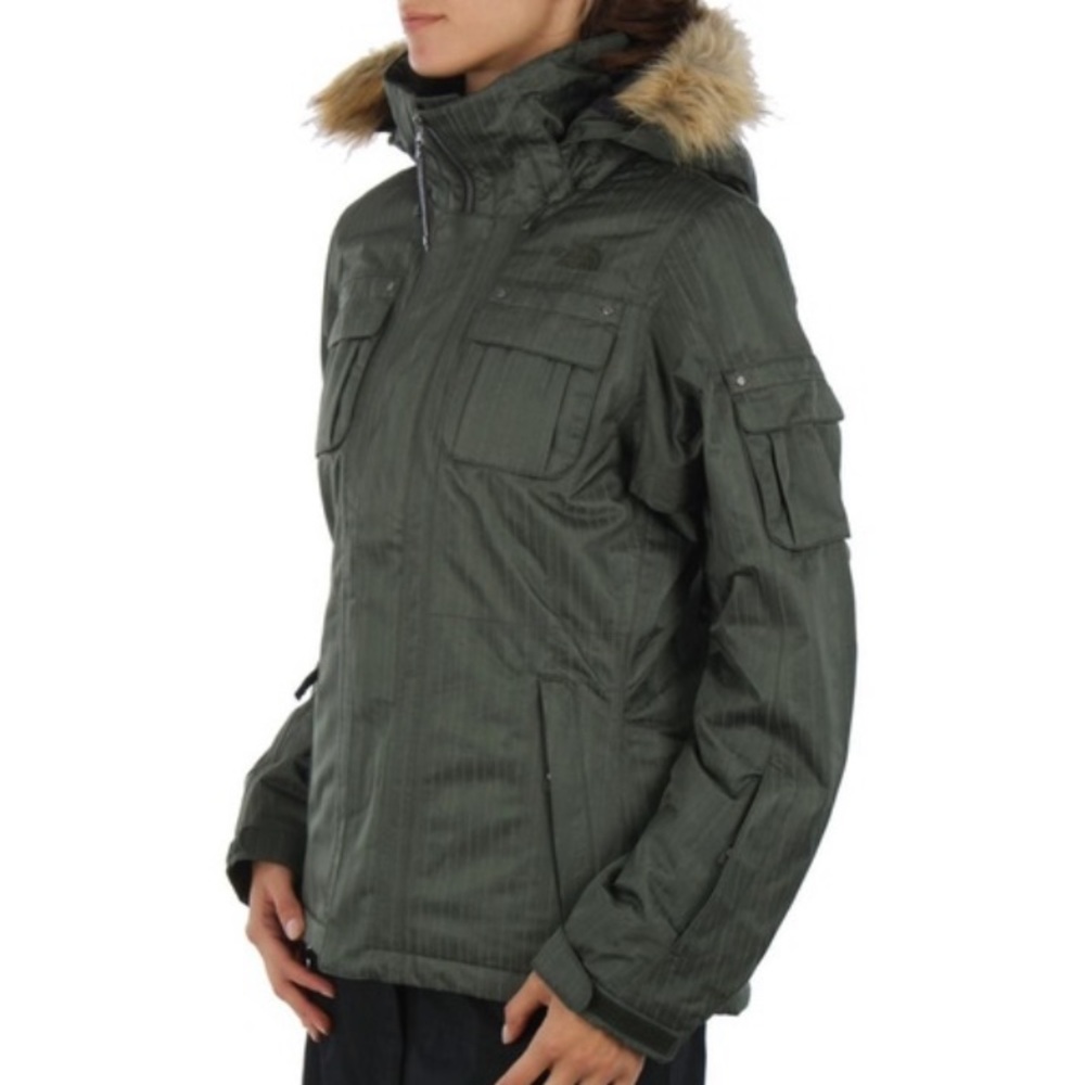 The North Face Olive Ski Jacket with Faux Fur Hood
